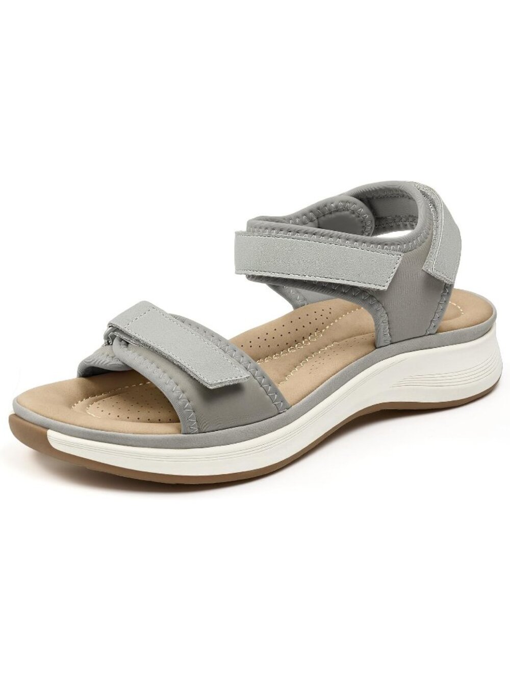 Women's Grey Lightweight Non-Slip Outsole Soft Insole Comfortable Sandal Shoes